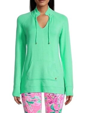 Lilly Pulitzer Cassi Popover Gustavia Green Pullover Hoodie Size L NWT